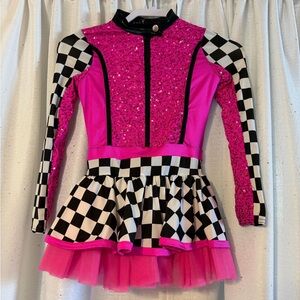 Weissman Pink and Black Checkered Dance Costume